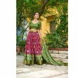 Wine and olive green jacquard lehenga choli with dupatta