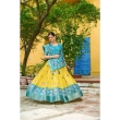 Beautiful yellow teal blue lehenga for celebrations