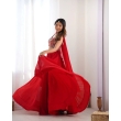Elegant red lehenga choli with embroidered dupatta