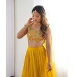 Elegant mustard yellow lehenga with embroidered dupatta