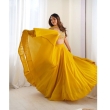 Women's yellow lehenga choli with embroidered dupatta