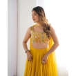 Women's yellow lehenga choli with embroidered dupatta yellow color