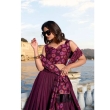 Elegant wine color lehenga choli with floral print