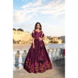 Beautiful tusser silk wine lehenga choli set for women