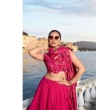 Traditional pink lehenga with floral design and dupatta