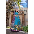 Elegant firozi blue lehenga choli crafted in premium tusser silk with matching dupatta