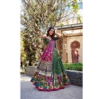 Traditional floral printed lehenga choli in mehendi green color for weddings and celebrations