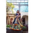 Traditional navy blue floral printed lehenga choli with stylish dupatta for weddings