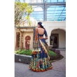 Premium navy blue floral printed lehenga choli with coordinated dupatta and elegant look