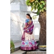 Women's ethnic lehenga choli crafted in Tusser silk with floral print and foil work detailing