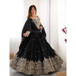 Black Chinon lehenga choli with embroidery sequence work and matching dupatta