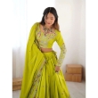Designer lime green lehenga choli with detailed sequence embroidery work
