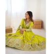 Lime green embroidered lehenga choli with matching dupatta for women