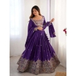 Purple Chinon lehenga choli with embroidery sequence work and matching dupatta