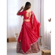 Women's red Chinon lehenga choli with embroidery sequence work