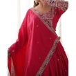 Close up of red embroidered sequence work dupatta
