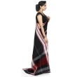 Side profile of black handloom Begampuri pure cotton saree with woven abstract pattern by The CrazyLooms