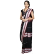 Woman wearing The CrazyLooms black woven abstract design Begampuri handloom pure cotton saree front view