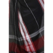 Close up of black Begampuri cotton saree fabric featuring woven abstract pattern and traditional handloom weave