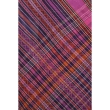 Close up view of black multi colour check pattern on handmade Dhaniakhali pure cotton saree fabric