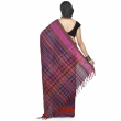 Rear view of The CrazyLooms black multi colour traditional Dhaniakhali cotton saree highlighting pallu and weave details
