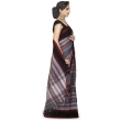 Woman wearing grey Dhaniakhali pure cotton saree with traditional handwoven design and classic Bengal craftsmanship