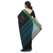 Elegant black Dhaniakhali saree showcasing authentic handloom weaving and contrasting Ganga Yamuna border design