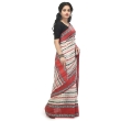 Elegant white and red Dhaniakhali cotton saree showcasing traditional handwoven craftsmanship and heritage styling