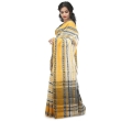 Elegant white and yellow cotton Dhaniakhali saree showcasing authentic handwoven heritage craftsmanship