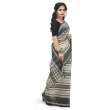 Elegant white and black Dhaniakhali saree crafted from pure cotton with authentic Bengali handloom weaving