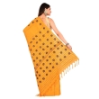 Back view of handcrafted turmeric yellow and black cotton Kantha saree from Bolpur