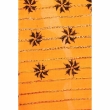 Close-up of traditional Kantha embroidery and woven pattern on turmeric yellow cotton saree