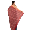 Back view of blue maroon cotton silk Kantha saree showcasing woven pallu