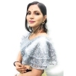 Grey women blouse with puff sleeves and comfortable fit