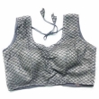 Silver round neck women's blouse for saree and ethnic wear