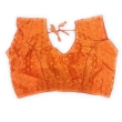 Orange V-neck women's blouse for saree and ethnic wear