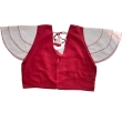Red dupion silk women's V-neck blouse back design