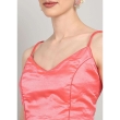 Close-up of pink silk blend V-neck blouse for women