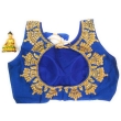 Royal blue boat neck multicolor blouse for women back view