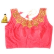 Hot pink boat neck multicolor blouse for women front view