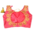 Hot pink boat neck multicolor blouse for women back view