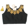 Black pure silk boat neck blouse for women front view