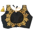 Black pure silk boat neck blouse for women back view