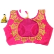 Pink pure silk boat neck blouse for women back view