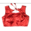 Red U-neck blouse for women front view