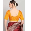 Orange U-neck blouse for women side profile