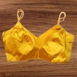 Women's yellow V-neck blouse front view