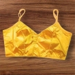 Women's yellow V-neck blouse back view