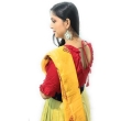 Women's classic round neck blouse side view