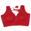 Red Shilpanjali V neck blouse for women front view